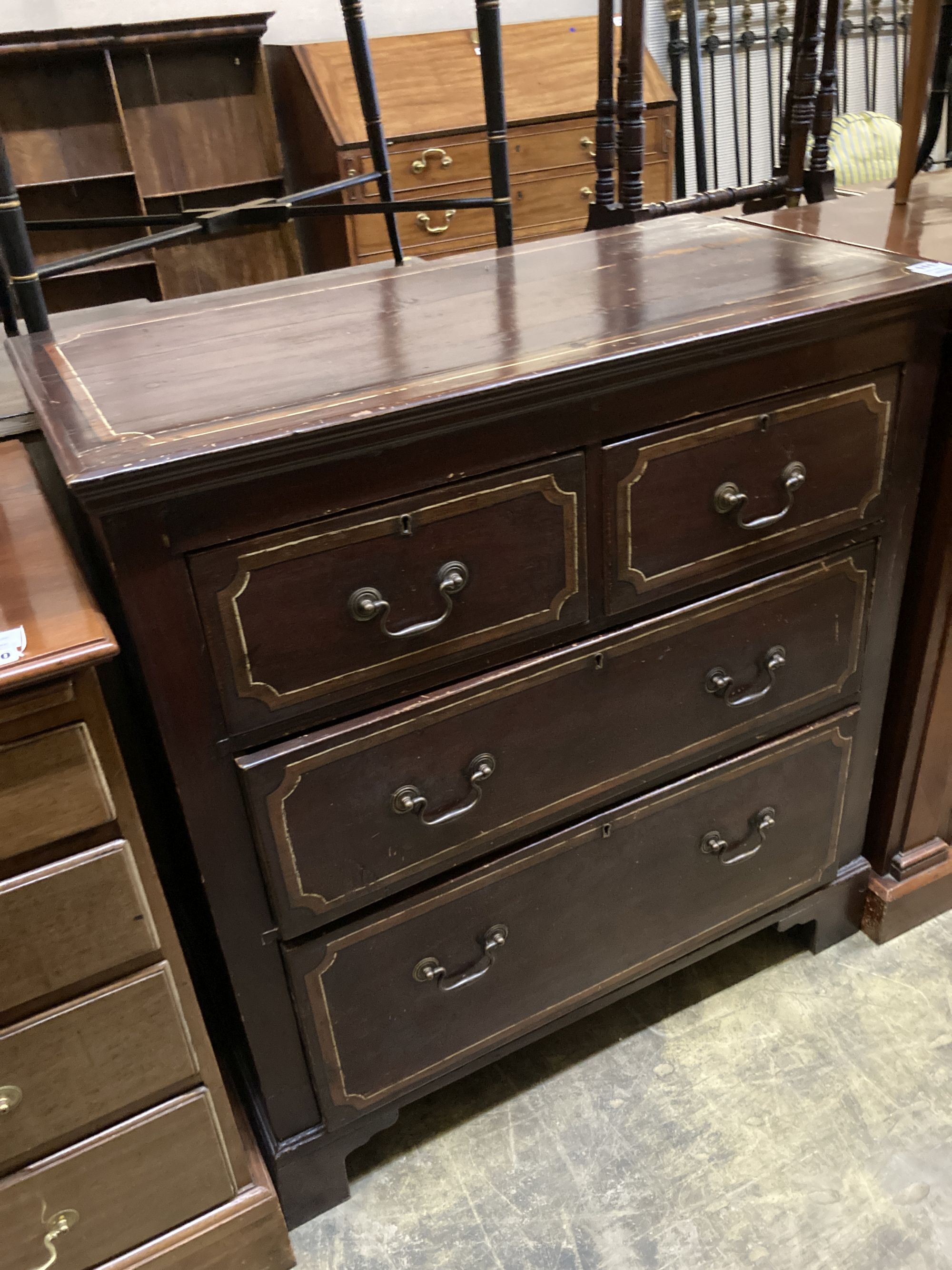 A Victorian painted pine chest of drawers, width 86cm, depth 44cm, height 92cm